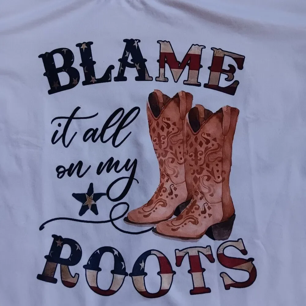 Blame It All On My Roots Womens Tshirt White XL - Picture 2 of 4